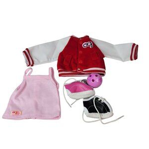 Our Generation Gotta Bowl Outfit Retro Bowling Replacement Jacket Top Shoes Ball